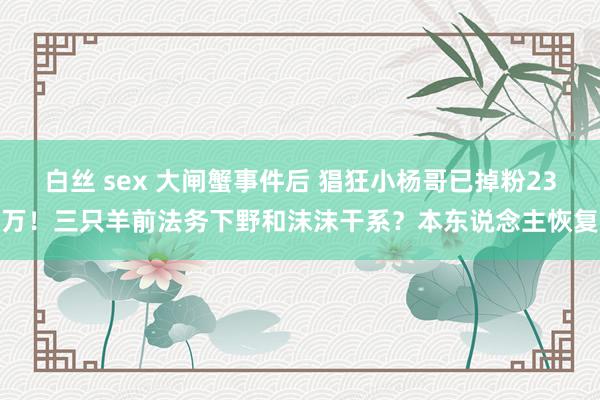 白丝 sex 大闸蟹事件后 猖狂小杨哥已掉粉23万！三只羊前