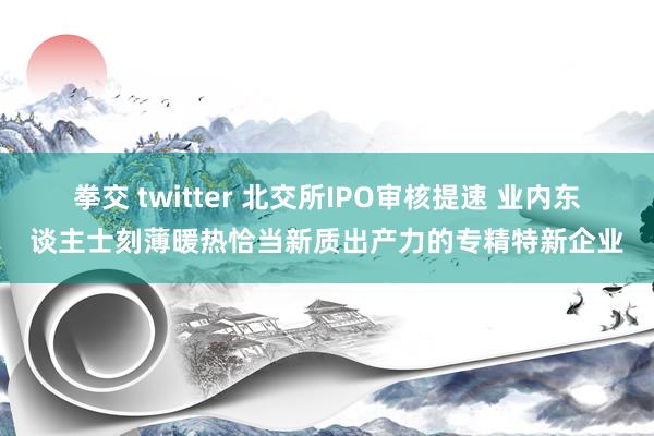 拳交 twitter 北交所IPO审核提速 业内东谈主士刻薄