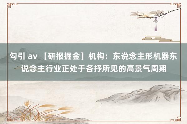 勾引 av 【研报掘金】机构：东说念主形机器东说念主行业正处于各抒所见的高景气周期