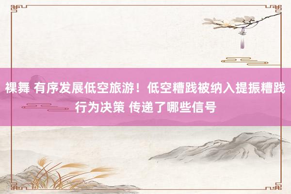 裸舞 有序发展低空旅游！低空糟践被纳入提振糟践行为决策 传递