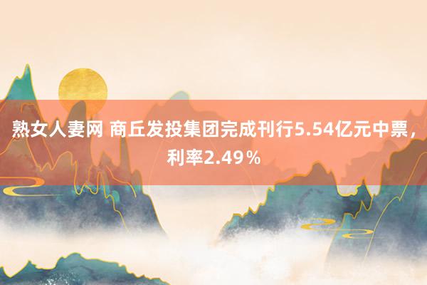 熟女人妻网 商丘发投集团完成刊行5.54亿元中票，利率2.49％